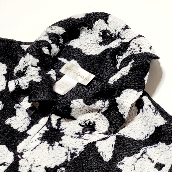 Draper's - Damons Y2K VTG Black & White Floral Textured Artsy Jacket Women's (L) - Picture 7 of 12